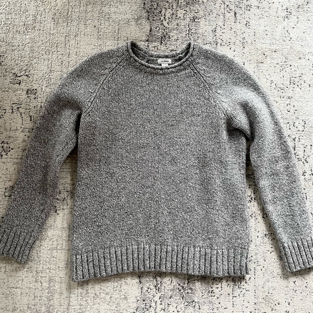 L.L.Bean grey ragg wool sweater, size XS